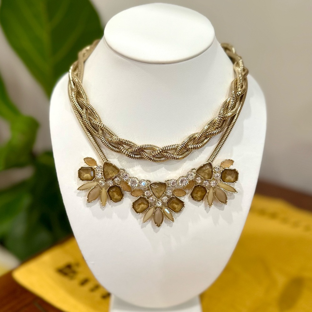 Ann Taylor Gemstone Statement Necklace - Brown/Ta… - image 5